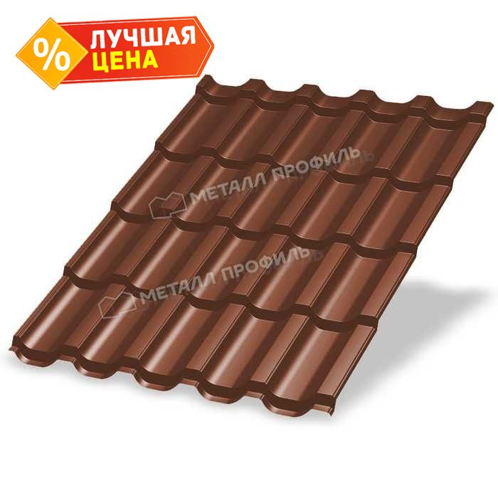 Металлочерепица Металл-Профиль Трамонтана-X 0,5 VikingMP® E RAL 8004 Коричневая медь